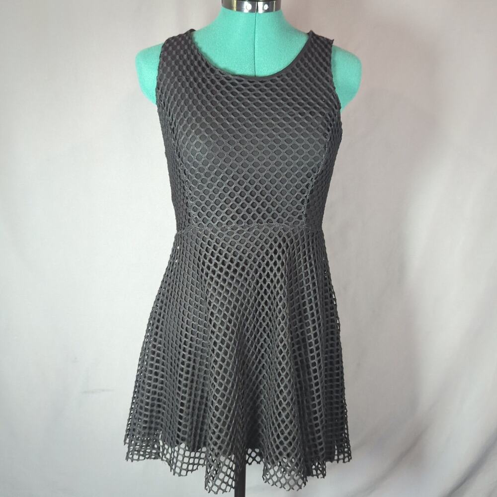 Finn & Clover Black Mesh Sheer Mini Dress XS